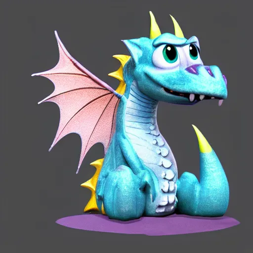 Image similar to pixar render of a cute dragon, stylised