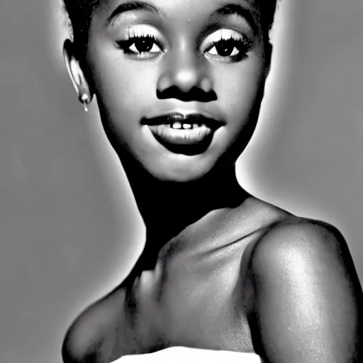 Image similar to black and white photo of a beautiful and elegant 1 9 6 5 young black actress