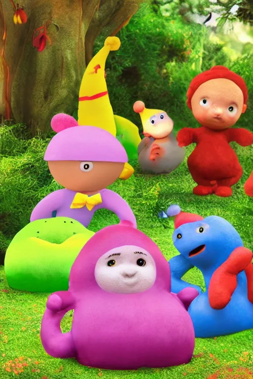 Image similar to in the night garden tombliboos as old people high resolution