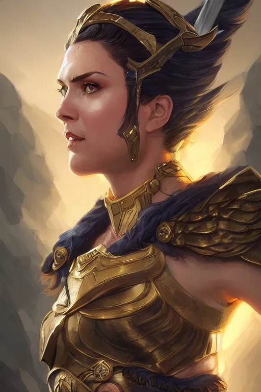 Image similar to amazon valkyrie athena, d & d, fantasy, portrait, highly detailed, headshot, digital painting, trending on artstation, concept art, sharp focus, illustration, art by artgerm and greg rutkowski and magali villeneuve