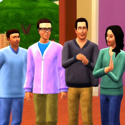 Image similar to cast of Seinfeld in The Sims 2