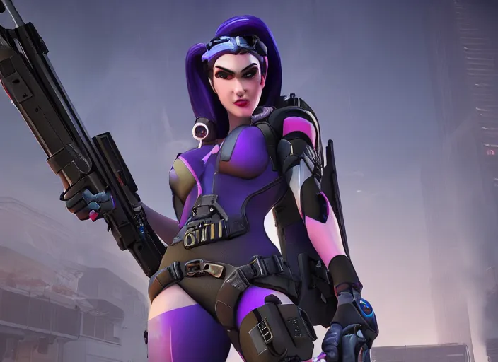 Image similar to widowmaker, overwatch, 4 k, high detailed, octane render