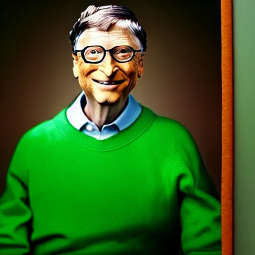 Image similar to uhd candid photo of hyperdetailed bill gates dressed as luigi. correct face, cinematic lighting, photo by annie leibowitz, and steve mccurry.