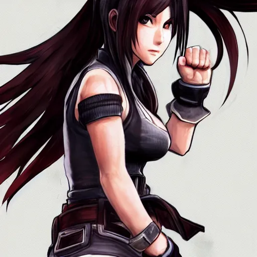 Image similar to high quality concept art of tifa lockhart