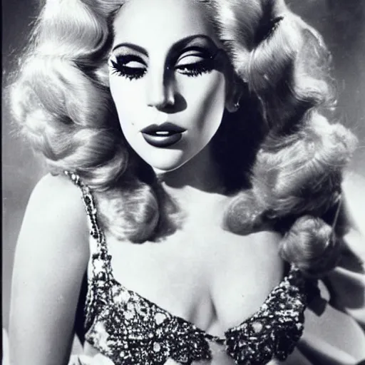 Prompt: portrait of lady gaga, vintage old hollywood 1 9 4 0 s