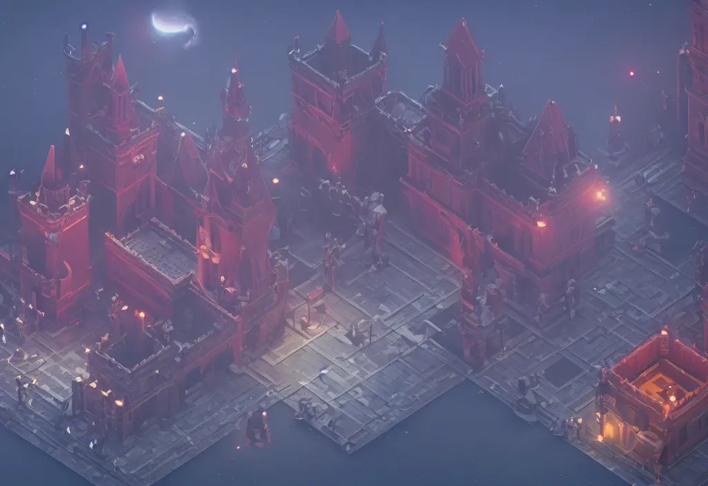 Image similar to isometric magicavoxel Bloodborne 🚀 cinematic lighting, 4k