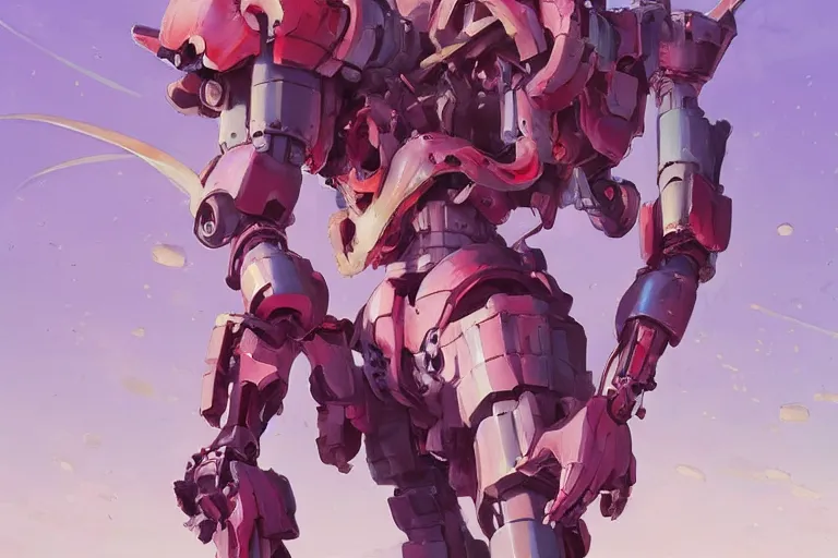 Prompt: flower headed combat mecha whose top half is shaped like a waterlily, bandai box art, behance hd artstation by jesper ejsing, rhads, makoto shinkai, lois van baarle, ilya kuvshinov, ossdraws, laurie greasley, victo ngai, andreas rocha, gundam box art