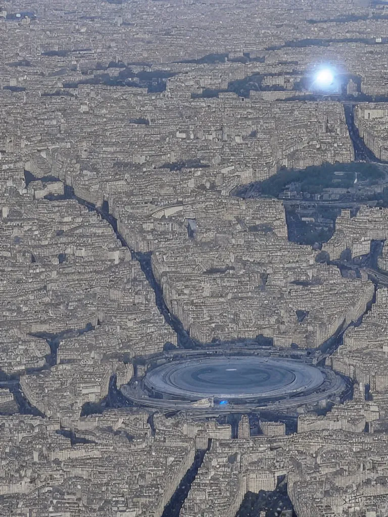 Prompt: ufo flying over paris, realistic footage, natural lighting, realistic, stolen footage, 8 k, very detailed, news feed
