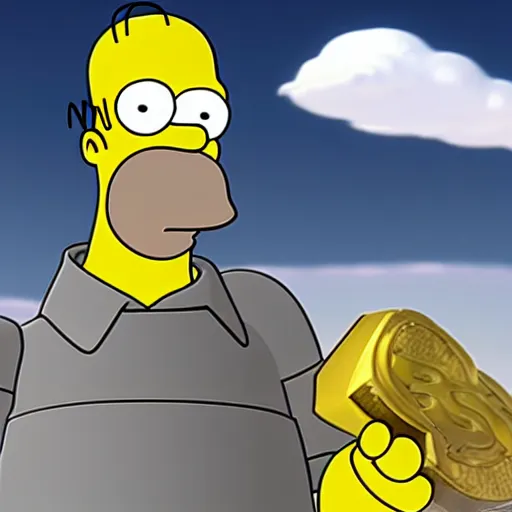 Prompt: Homer Simpson clay model reacts to receiving cryptocurrency, 3d, unreal engine 5
