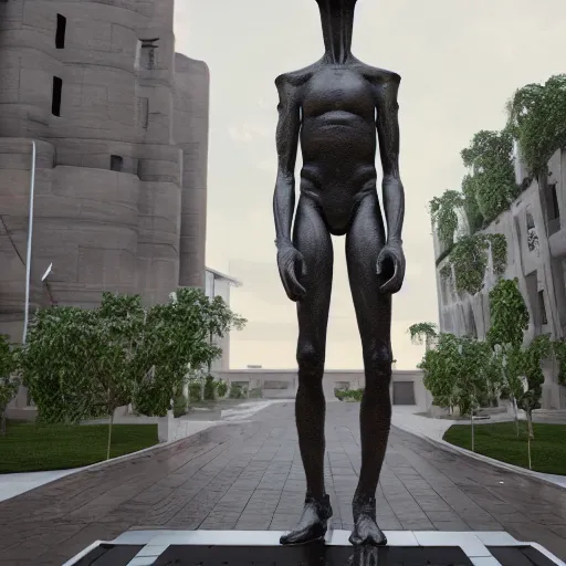 Prompt: A Really tall fancy alien Statue on a museum, unreal engine 5, octane, 4d