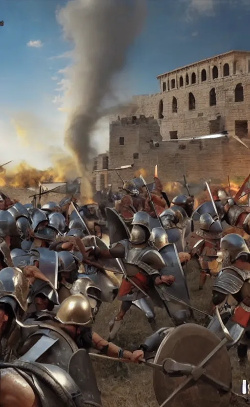Prompt: gopro footage of the battle of troy, hyperrealistic, unreal engine