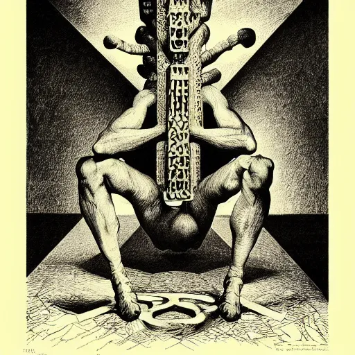 Image similar to lithography on paper secret villain layer dungeon conceptual figurative post - morden monumental dynamic portrait by goya and escher and hogarth, illusion surreal art, highly conceptual figurative art, intricate detailed illustration, controversial poster art, polish poster art, geometrical drawings, no blur