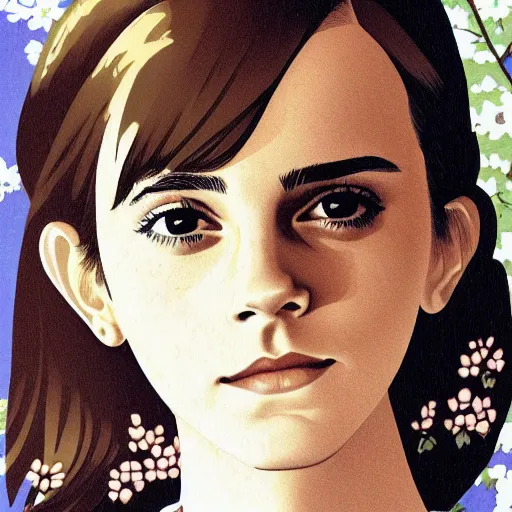 Image similar to emma watson by by Hasui Kawase