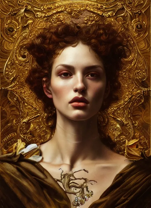 Prompt: highly detailed oil painting | very intricate | cinematic lighting | award - winning | waratah fashion by alexander mcqueen | by roberto ferri, by tom bagshaw, by j. c. leyendecker and klimt, american romanticism, by austin osman spare, artstation, cgsociety, official art, octane