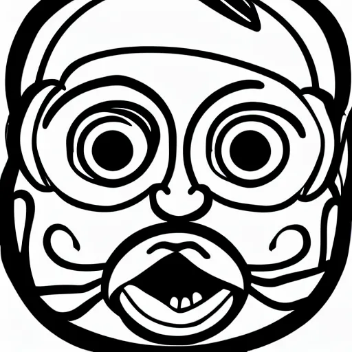 Image similar to a really ugly baby making a weird face, black and white vector art