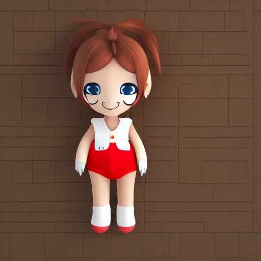 Prompt: cute fumo plush of a girl in overalls, outlines, vray