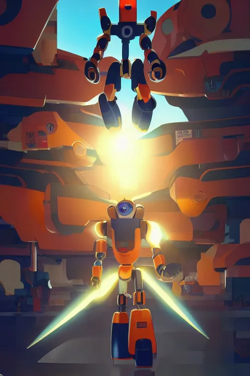 Image similar to metabots medabots medarotto medarot robot minimalist comics, behance hd by jesper ejsing, by rhads, makoto shinkai and lois van baarle, ilya kuvshinov, rossdraws global illumination ray tracing hdr radiating a glowing aura