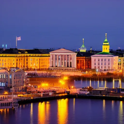 Prompt: helsinki city at night