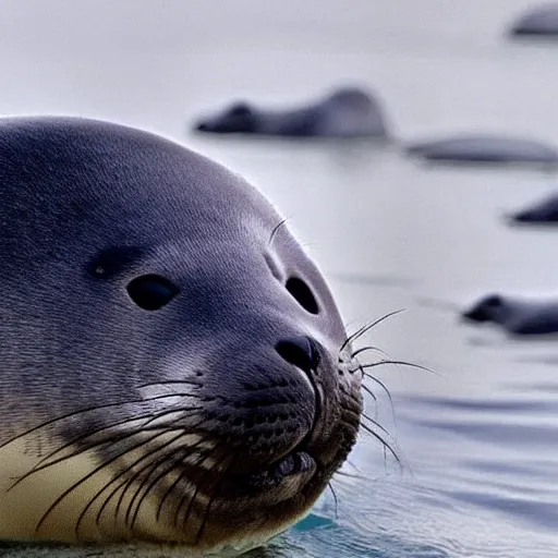 Prompt: a photo of a baikal seal with 300 seal eyes white eyeballs, 4k ultra hd, trending on instagram