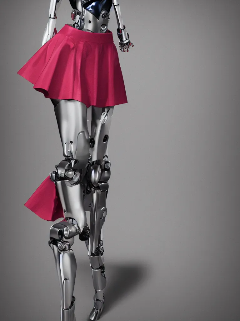 Image similar to Beautiful robot woman in a skirt, pop-up style hyperrealistic, 4k