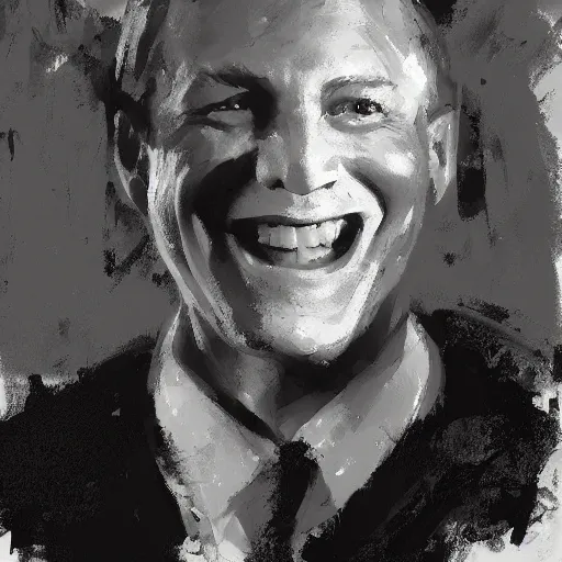 Image similar to a happy white man, painted by Craig Mullins