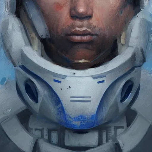 Image similar to portrait of a man by greg rutkowski, a soldier of the new galactic republic, wearing a white, blue and orange tactical gear, star wars expanded universe, highly detailed portrait, digital painting, artstation, concept art, smooth, sharp foccus ilustration, artstation hq