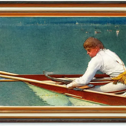 Image similar to a rower on a sunny day, by carl larsson, highly detailed, 4 k,