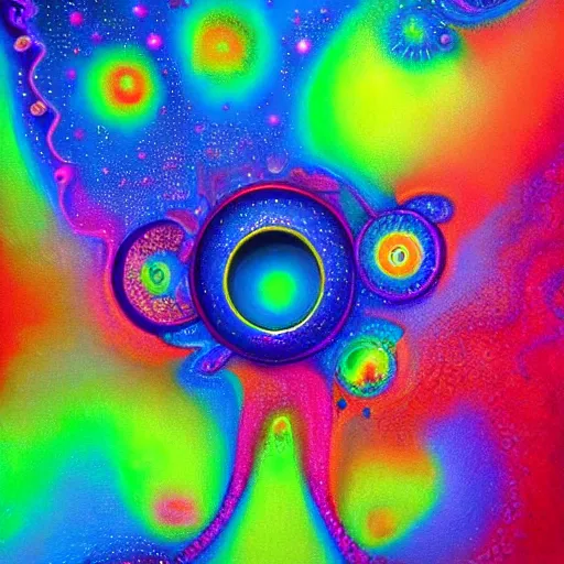 Prompt: an abstract painting of a psychedelic portal, interstellar colorful shapes and colors, an ultrafine detailed painting of a galaxy of fractals by stanton macdonald - wright, featured on artstation, psychedelic art, psychedelic, vivid colors, cosmic horror