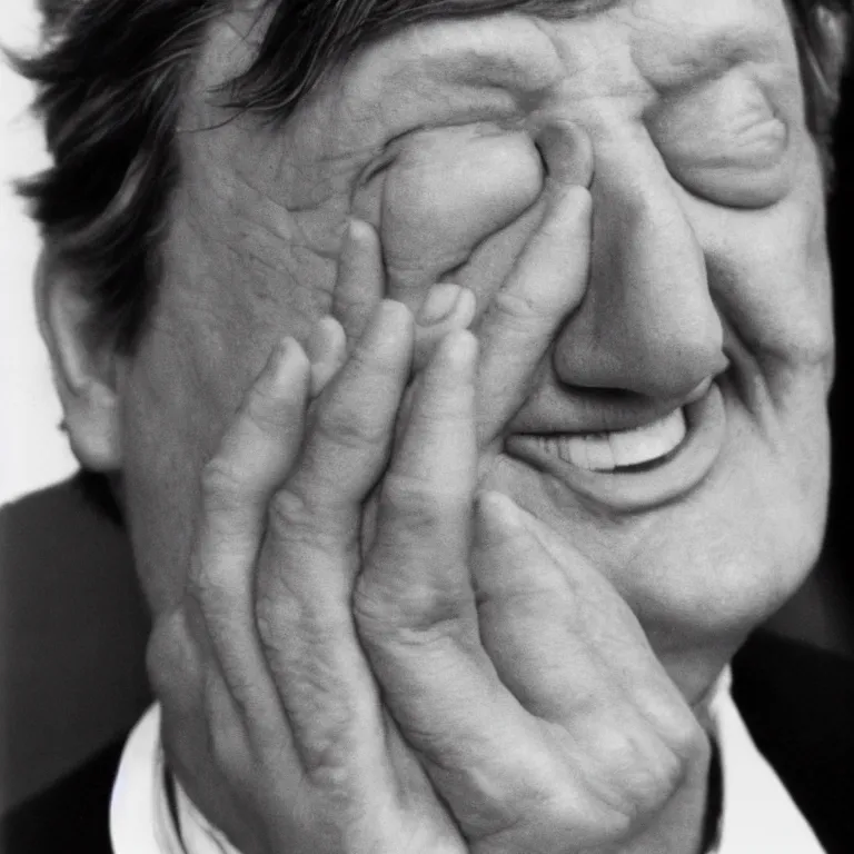 Prompt: stephen fry winking, photograph