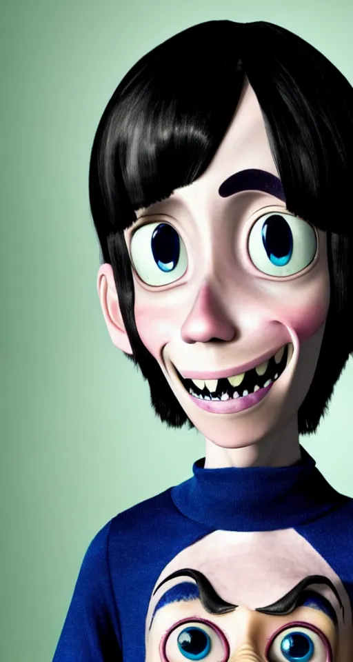 Prompt: a well composed 4k award winning sharp and detailed digital photograph of Coraline Jones from Coraline (2009) as a real human, realistic photo