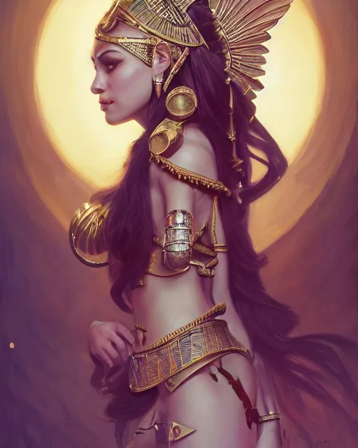 Prompt: Jessica Kahawaty as a beautiful egyptian princess, gorgeous, portrait, Symmetrical, powerful, intricate, beautiful, masterpiece, elegant, volumetric lighting, highly detailed, artstation, sharp focus, no cropping, illustration, Peter Mohrbacher, Artgerm, Jean-Leon Gerome , ruan jia