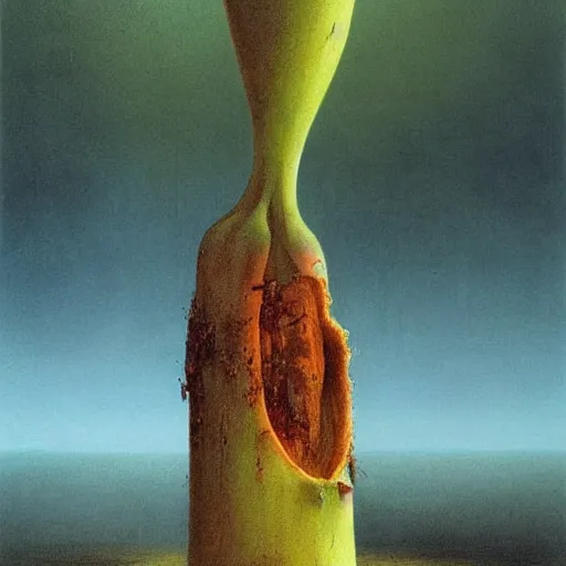 Prompt: rotten banana made by Zdzislaw Beksinski