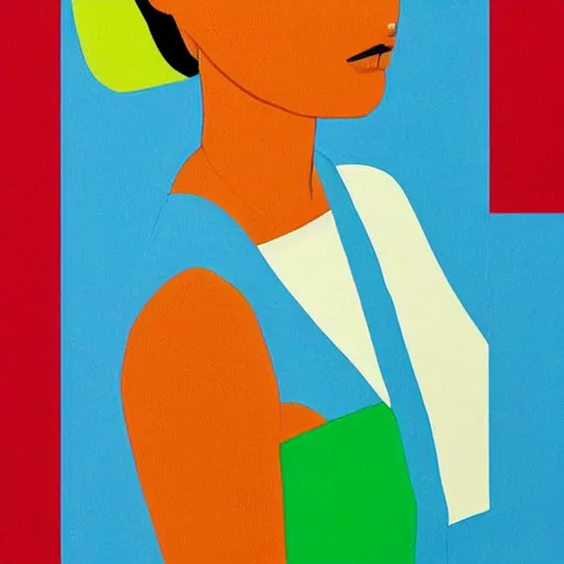Image similar to A abstract portrait painting in the style of Tatsuro Kiuchi, beautiful woman, flat colour-block style, soft organic abstraction, modern pastel colours
