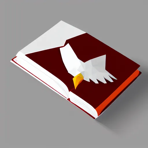 Image similar to low poly, vector, white eagle icon, in a book, red background, cgsociety, artstation, octane render