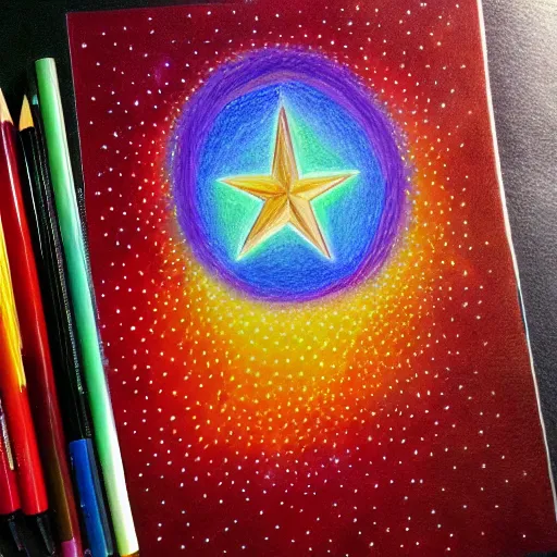 Prompt: Colored pencil art on paper, Star art abstraction, artstation, MasterPiece, Award-Winning, Caran d'Ache Luminance