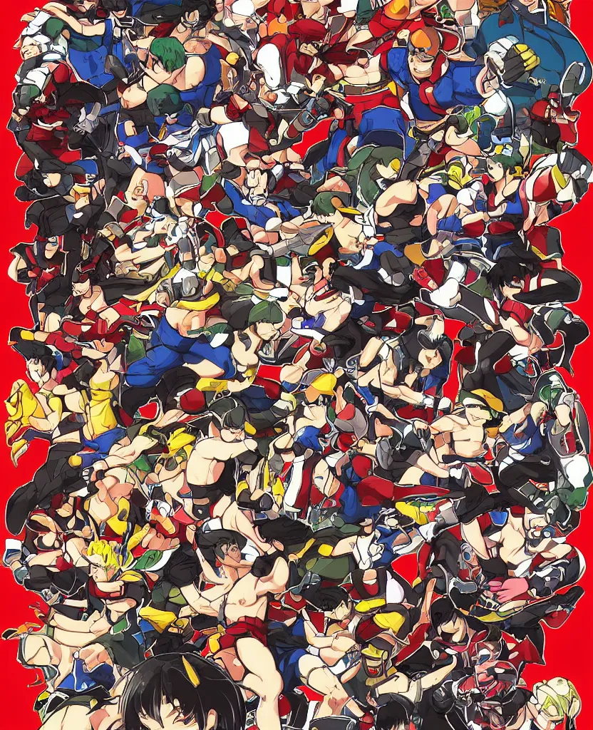 Image similar to fighting game character, design by takuji kawano, illustration,