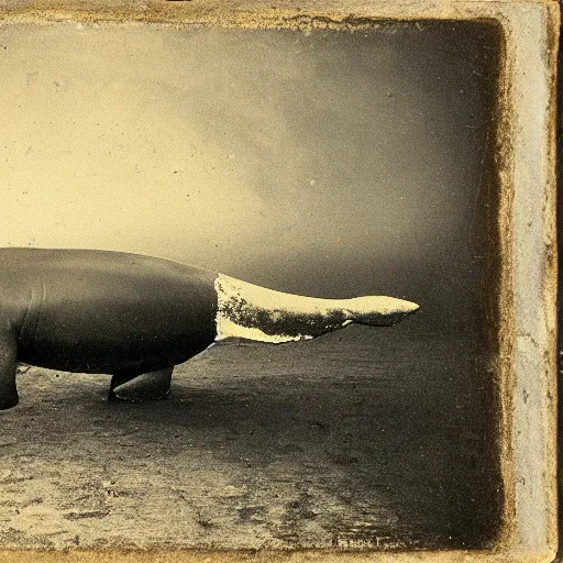 Prompt: sperm whale, daguerreotype