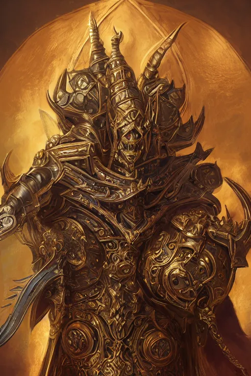 Prompt: dynamic photography portrait of a dungeons and dragons level's boss , intricate ornate armor, subject in the middle of the frame, rule of thirds, golden ratio, elegant, digital painting, octane 4k render, zbrush, hyperrealistic, artstation, concept art, smooth, sharp focus, illustration from Warcraft by Ruan Jia and Mandy Jurgens and Artgerm and William-Adolphe Bouguerea