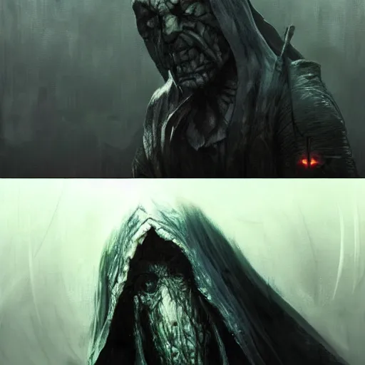 Image similar to executioner concept art, beksinski, wayne barlowe, adrian smith concept art, ruan jia, weta workshop the hobbit, trending on artstation, dark soul concept art, elden ring concept art, demon soul concept art, the witcher concept art