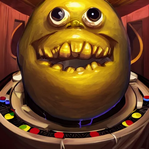 Prompt: Monster lemons play poker, artstation