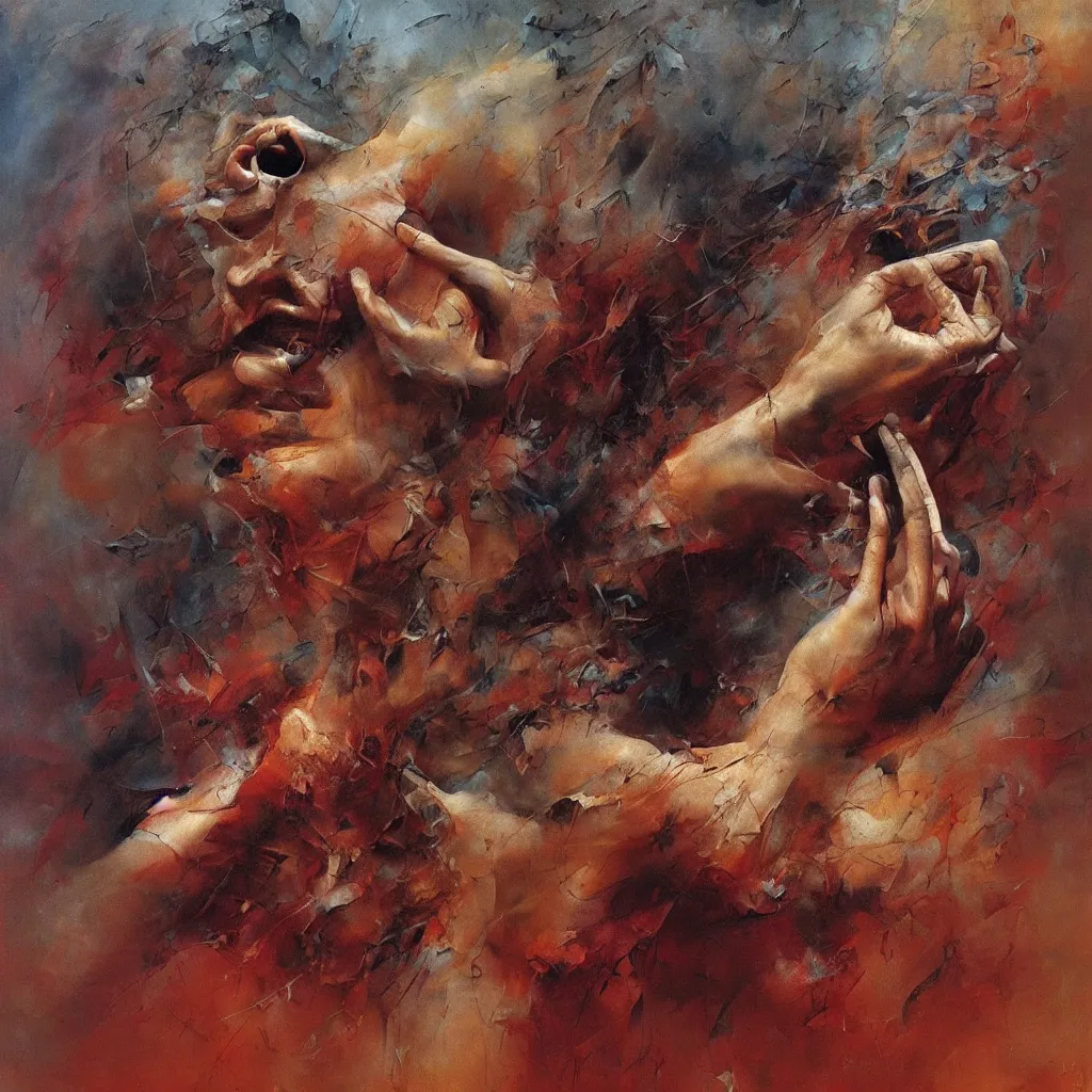 Prompt: gestures composition abstract, magical, realism, by seveso, asencio, zdzislaw beksinski, kieth thomsen