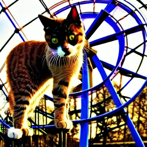 Image similar to !! cat!!, ferris wheel, feline, award winning photo