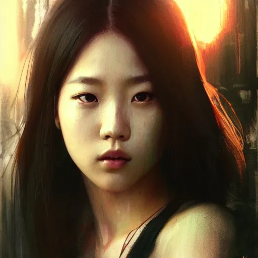 Image similar to jisoo of blackpink, hyperrealistic portrait, bladerunner street, art of elysium by jeremy mann and alphonse mucha, fantasy art, photo realistic, dynamic lighting, artstation, poster, volumetric lighting, very detailed face, 8 k, award winning