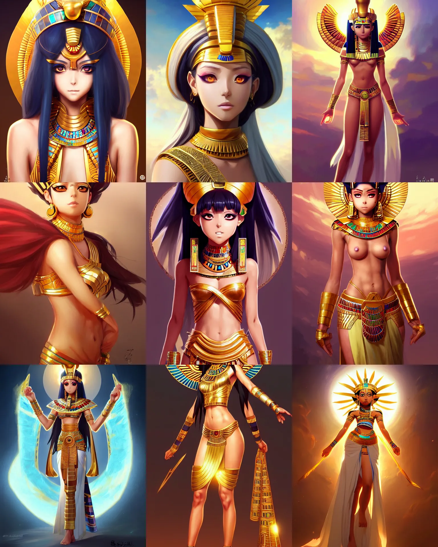 Character concept art of an anime egyptian sun goddess | Stable Diffusion |  OpenArt