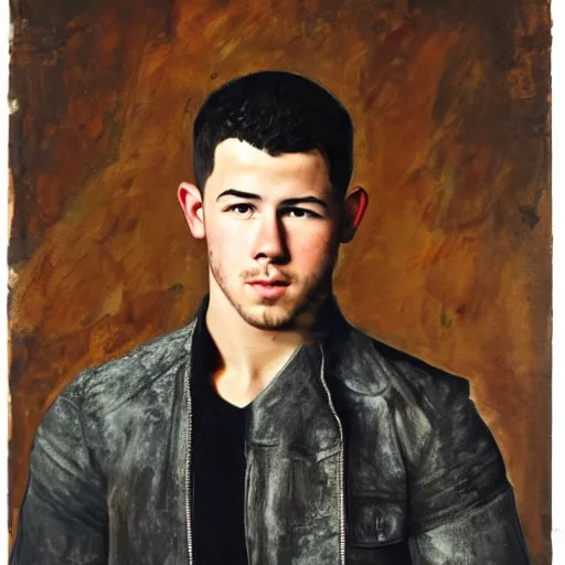 Prompt: high quality, high detail, realistic portrait of nick jonas, painted by andrew wyeth, dramatic lighting, cinematic composition