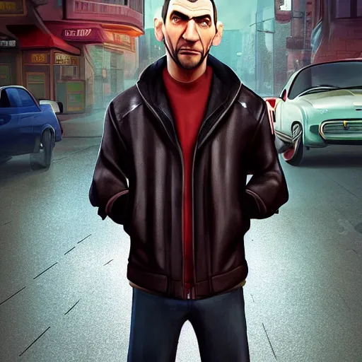 Image similar to niko bellic made by disney pixar, cgi