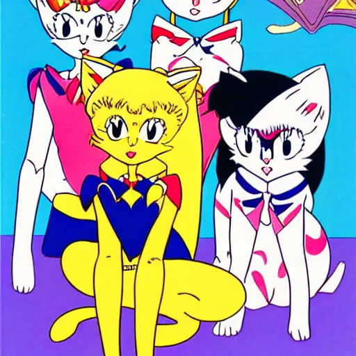 Image similar to three cats from sailor moon