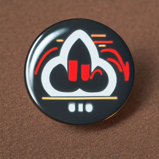 Image similar to a photo of a retro 8 0 s minimalistic clean fire warning enamel pin, studio lighting, behance