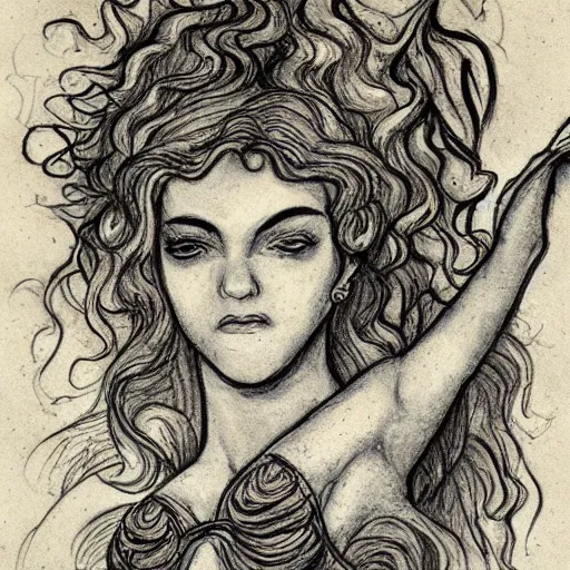 a mythological sketch of a siren in a detailed | Stable Diffusion | OpenArt