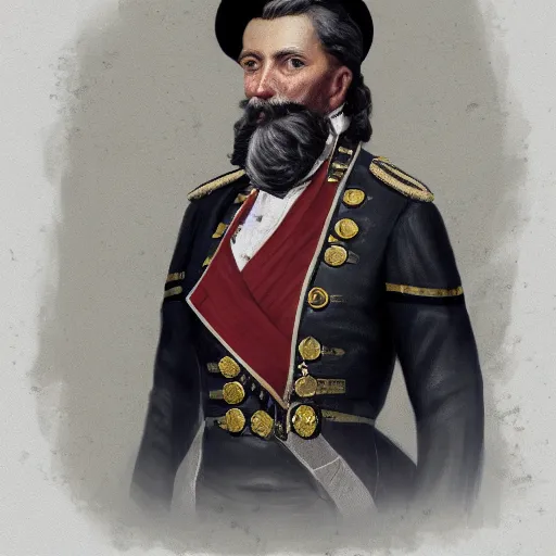 Image similar to man wearing a 19th century admiral uniform, intricate, elegant, highly detailed, digital painting, artstation, concept art, matte, sharp focus, illustration